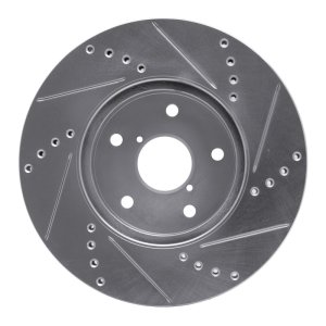 Subaru Legacy Brake Rotor (1) - Front Left - R1 Concepts - Drilled & Slotted - Silver - `15-`19